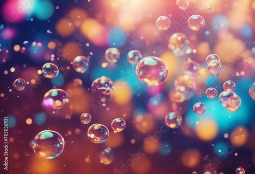 Abstract pc desktop wallpaper background with flying bubbles on a colorful background aspect ratio