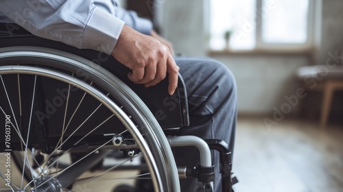Man Sitting in Wheelchair in Room