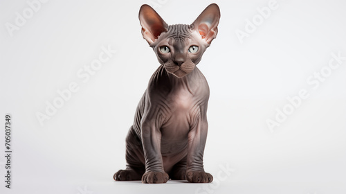 photograph sphinx cat in white background photo