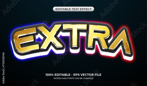 Extra gold text effect with glowing rainbow gradient. Editable 3d bold text effect. Gamer graphic styles photo