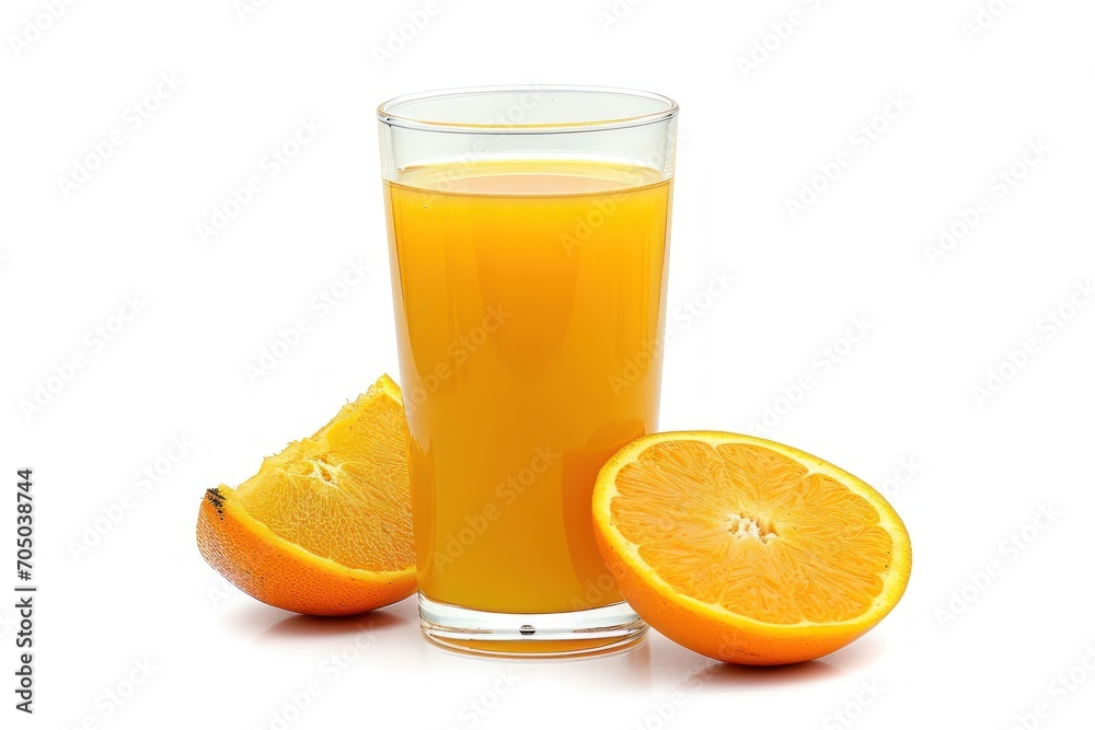 Refreshing Glass of Orange Juice With an Orange Slice on the Side Refreshing Glass of Orange Juice With an Orange Slice on the Side