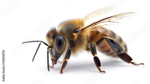 Close-up of a Bee on White Background