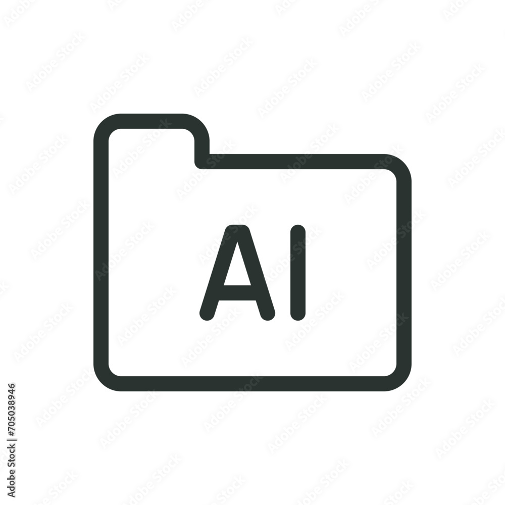AI folder isolated icon, AI database vector icon with editable stroke AI folder isolated icon, AI database vector icon with editable stroke
