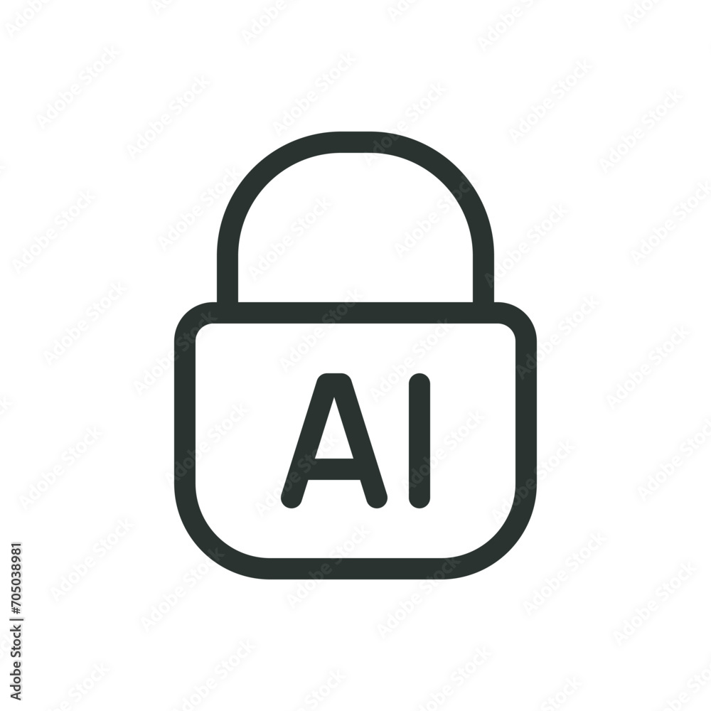 AI encryption isolated icon, smart AI lock vector icon with editable stroke AI encryption isolated icon, smart AI lock vector icon with editable stroke