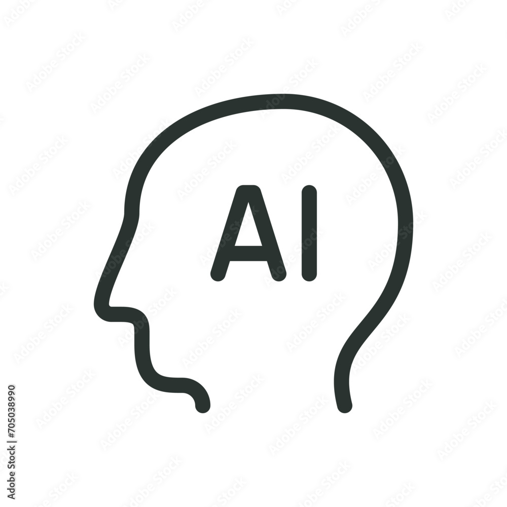 AI human head tech isolated icon, AI humanoid vector icon with editable stroke AI human head tech isolated icon, AI humanoid vector icon with editable stroke