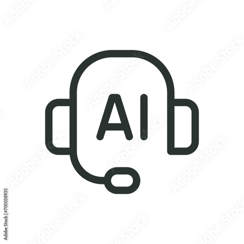 AI chatbot isolated icon, AI customer service bot vector icon with editable stroke