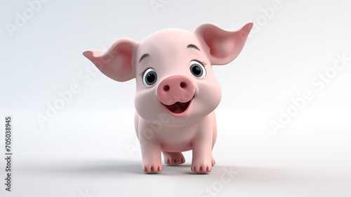 pink piggy stand in white background isolated 3d cartoon