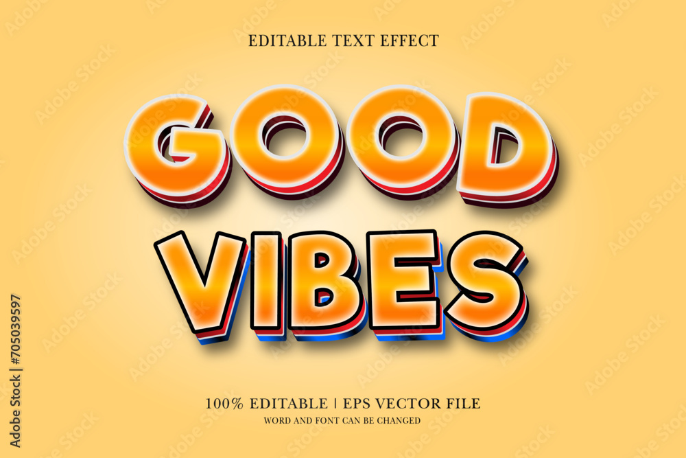 Good Vibes Editable text Effect with 3d vector design Good Vibes Editable text Effect with 3d vector design