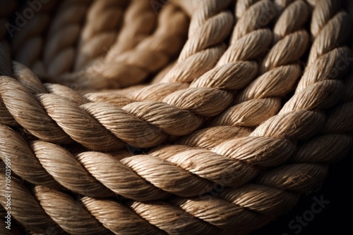 Brown rope in a twisted position closeup shot 
