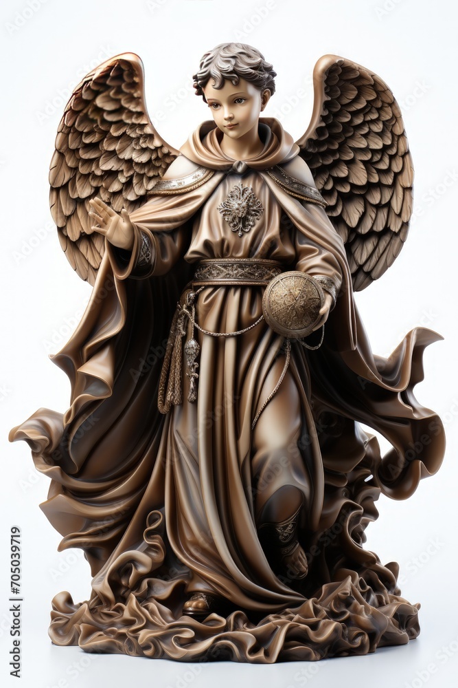 Classic sculpture of Archangel Gabriel isolated on white surface