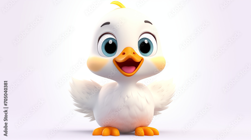 3d cartoon little duck on white background 3d cartoon little duck on white background