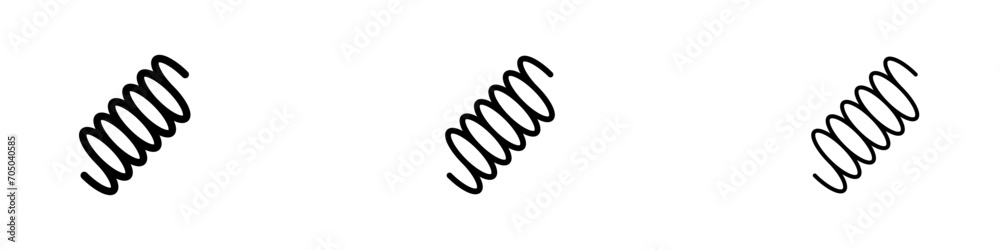 Coiled Metal Spring Vector Icon Set. Flexible bounce coil vector symbol for UI design. - obrazy, fototapety, plakaty 