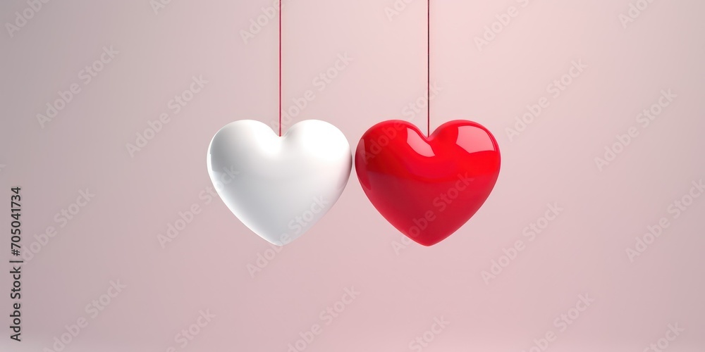 Two heart shaped locket side by side, Minimalist valentines day banner card, Modern miinimalismgraphics Two heart shaped locket side by side, Minimalist valentines day banner card, Modern miinimalismgraphics