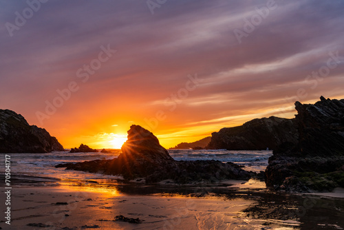Sunset at Porth Dafarch Beach  Isle of Anglesey  Uk