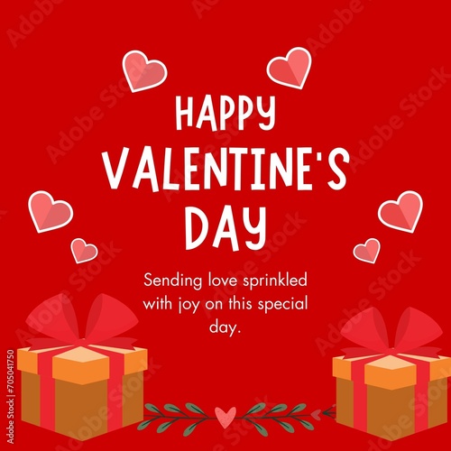 Happy valentine s day red background  3D Illustration