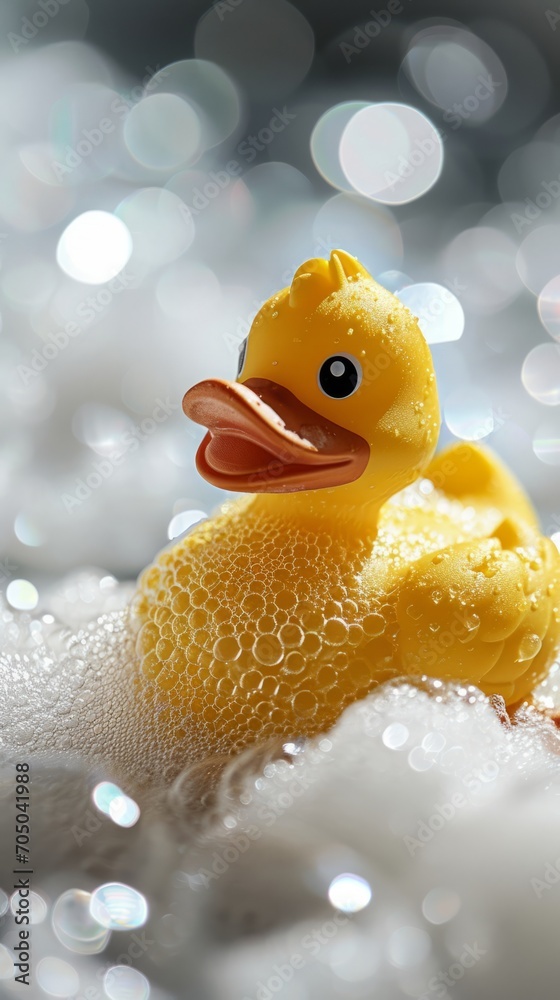 Yellow Rubber Duck Floating on Water Yellow Rubber Duck Floating on Water