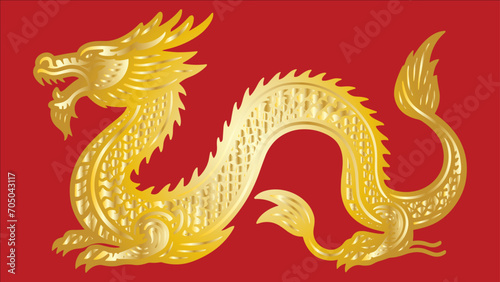 golden dragon on red chinese new ywar