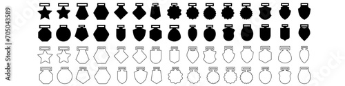 Medal template icon vector set. Award shape illustration sign collection. Medal laser cutting symbol or logo. photo