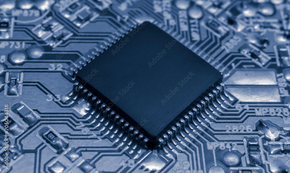 printed circuit. layout of tracks. processor