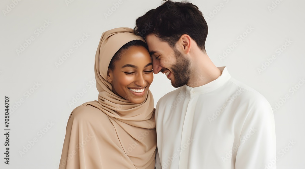 An Interricial Muslim Couple Sharing A Moment of Love An Interricial Muslim Couple Sharing A Moment of Love