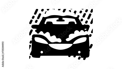 Car wash, black isolated silhouette
