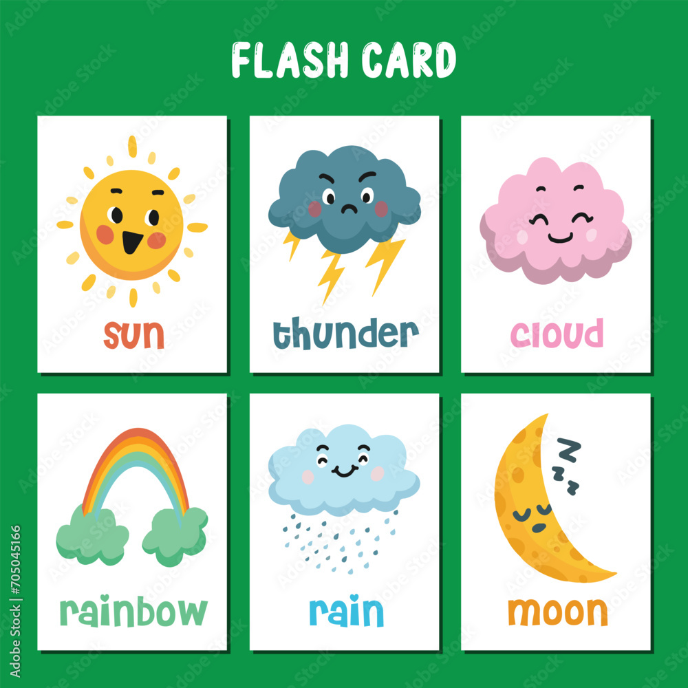 set of seasons flash cards