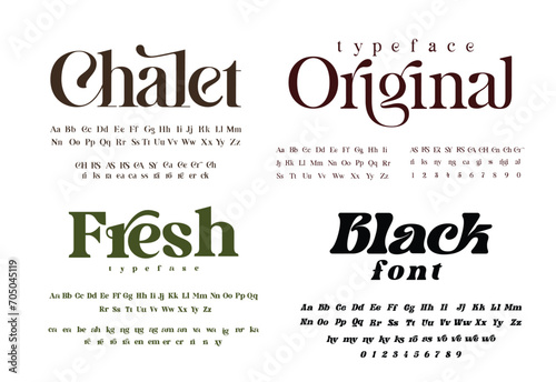 Bundle typefaces. Vector. Upper and lower case, set of ligatures. Ideal font for headlines and logos. photo