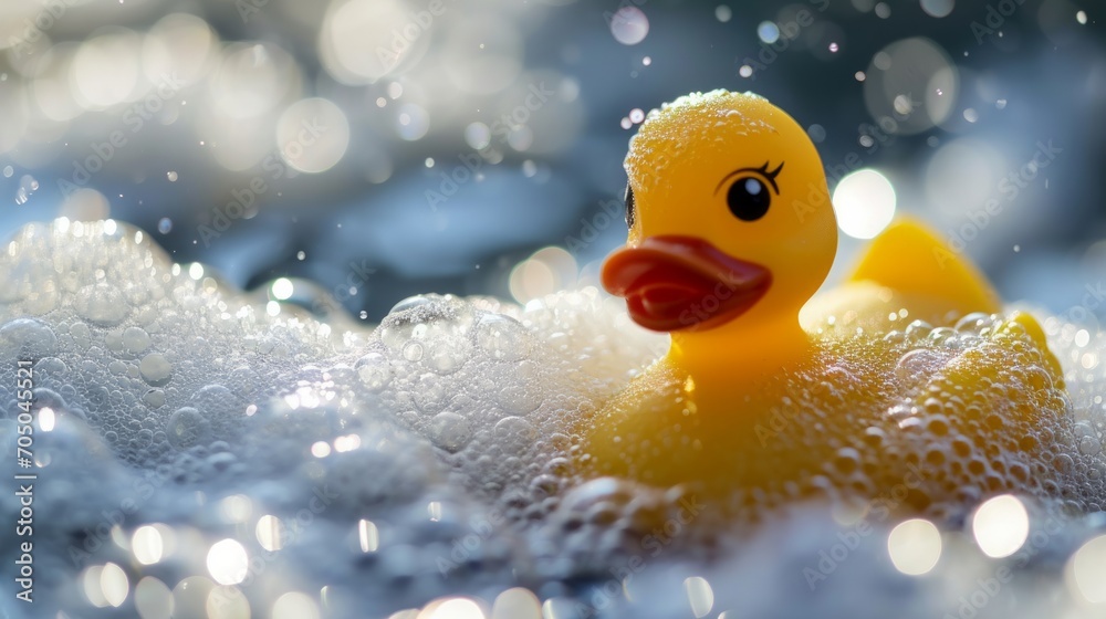 Yellow Rubber Ducky Floating in Bathtub Yellow Rubber Ducky Floating in Bathtub