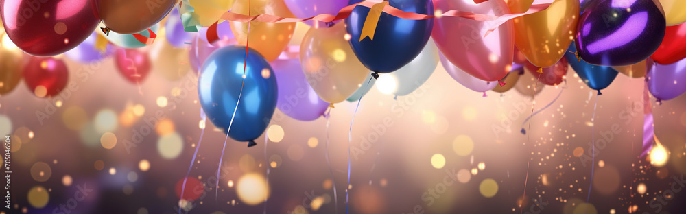 Party Background Colored Confetti Balloons - obrazy, fototapety, plakaty 