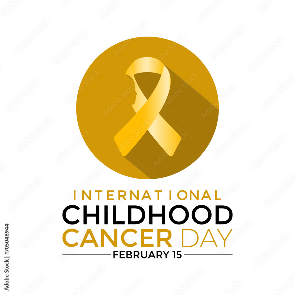 International Childhood Cancer day is observed every year on February 15. Health Awareness of children. Vector Illustration .