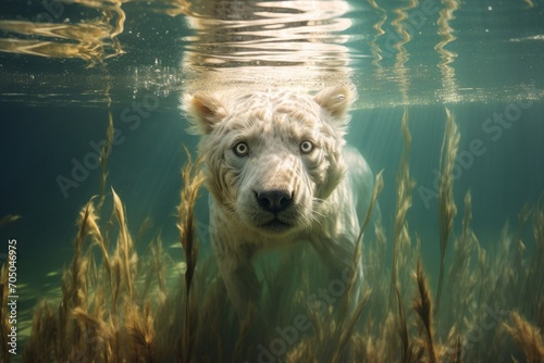Photo of an animal's hidden world beneath the surface of water. Generative AI