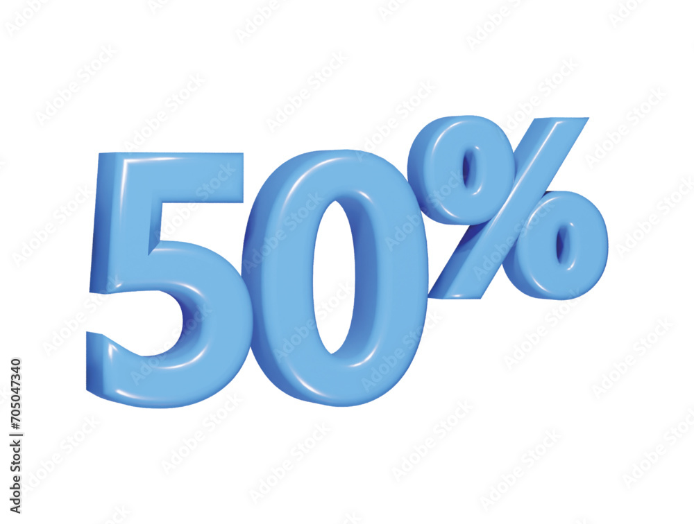 50 percent icon 3d render illustration