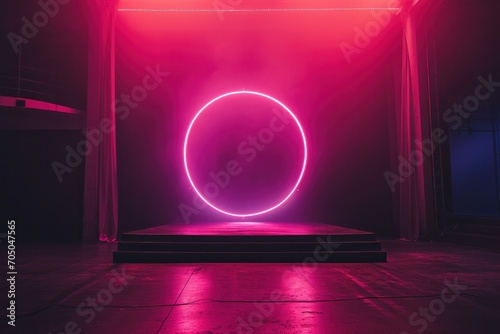 Neon Circle Light in Modern Abstract Interior