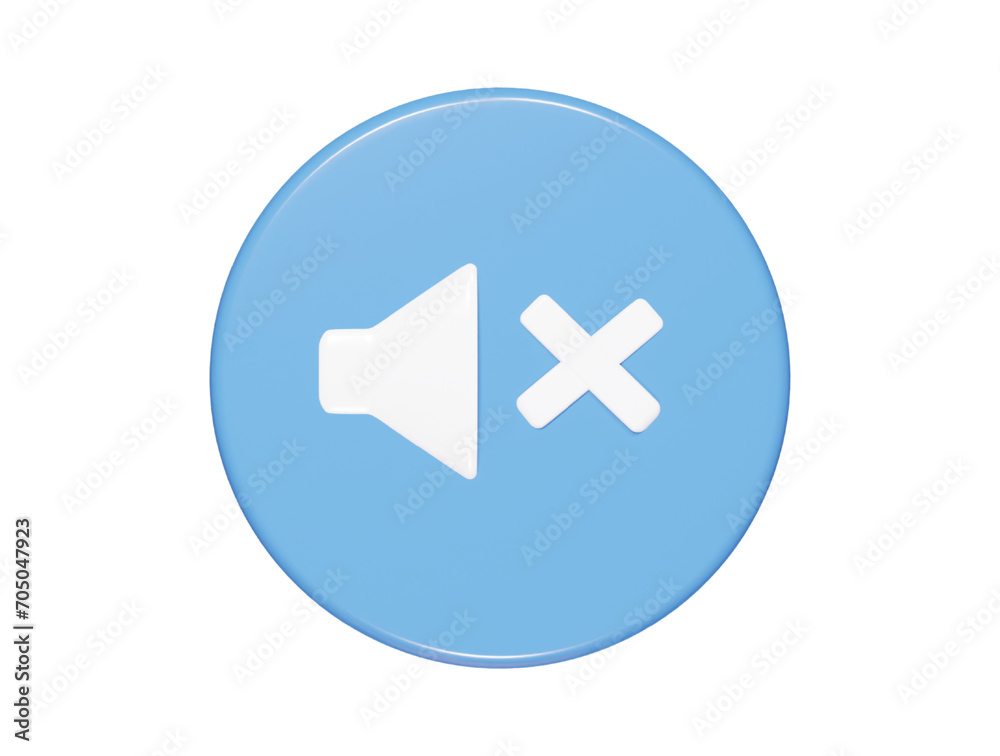 Mute icon 3d render illustration Mute icon 3d render illustration