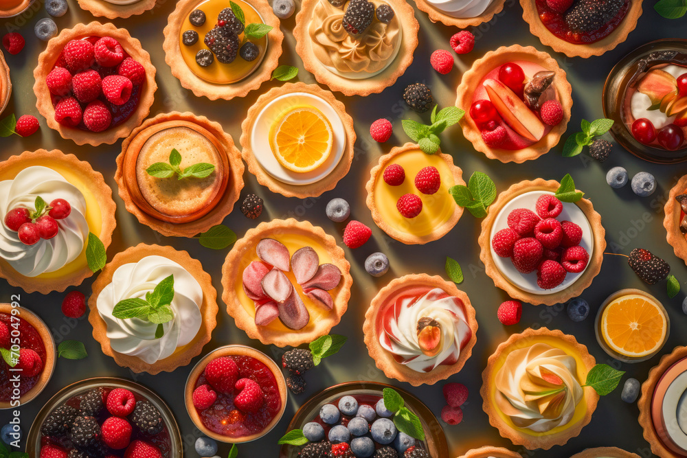 Cupcake cakes and muffins of different flavors and colors. Created with AI. Cupcake cakes and muffins of different flavors and colors. Created with AI.