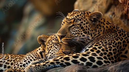 Photos of a leopard in an embrace with other individuals  transfers the moment of social connectio