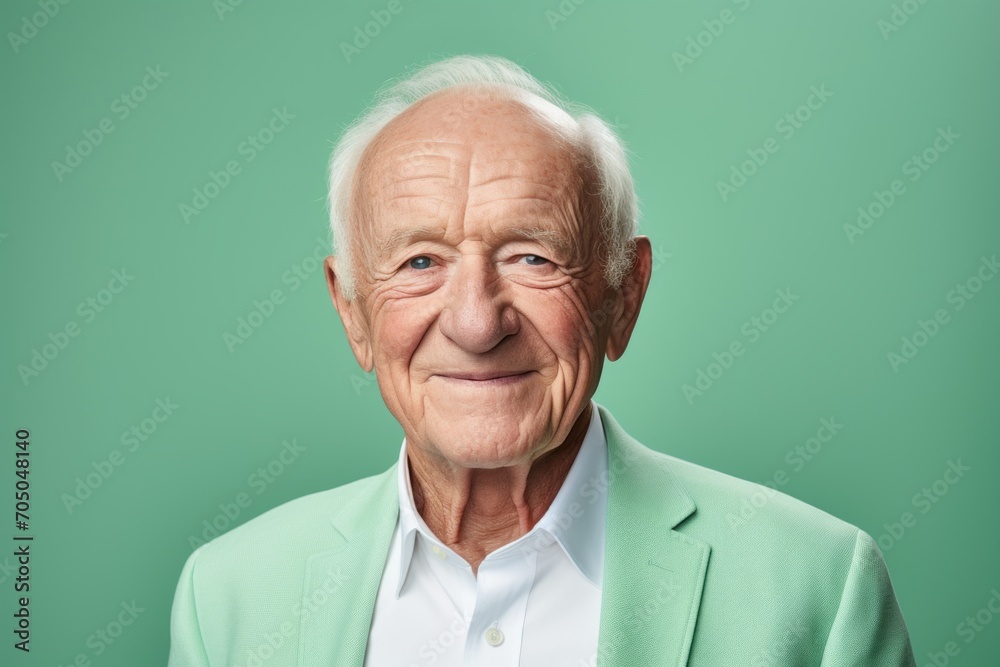 Portrait of a senior man smiling at the camera against a green background Portrait of a senior man smiling at the camera against a green background