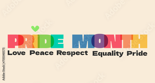 Pride month banner celebration against violence, discrimination, human rights violation. Equality and self-affirmation.LGBTQ pride month.Vector illustration photo