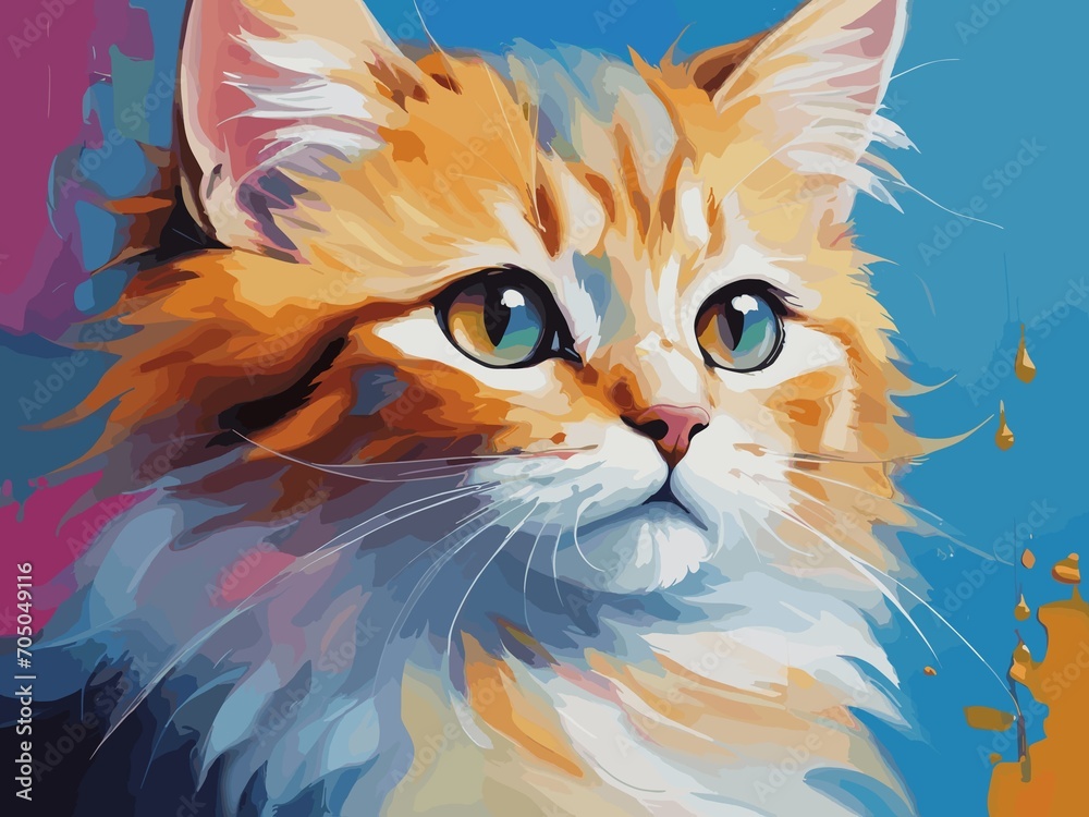 abstract cute cat painting	
