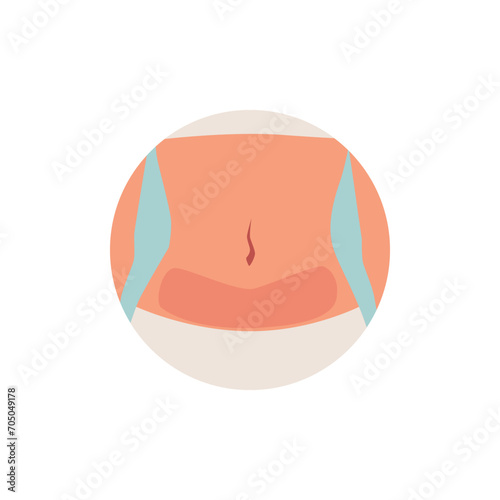 Aesthetic plastic surgery and abdomen liposuction icon flat vector isolated.