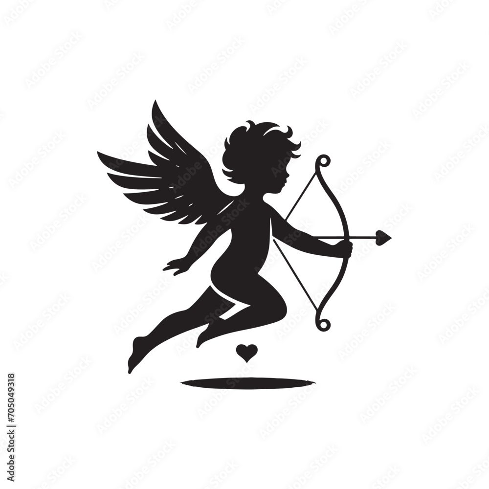 Fototapeta premium Ethereal Valentine Cupid's Dance: Romantic Stock Image, Enhanced with Valentine Vector - Cupid Vector Stock 