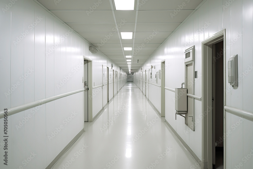Empty Corridor In Modern Hospital