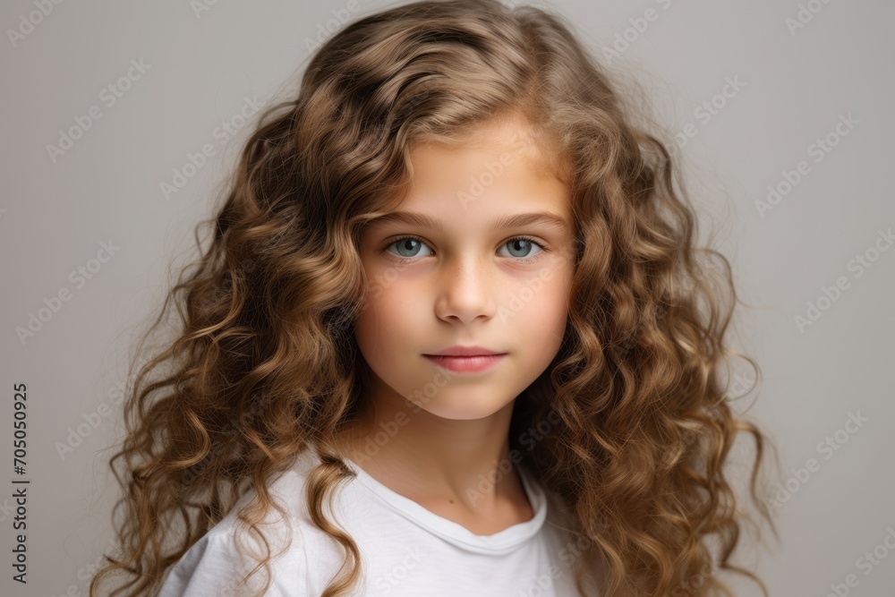 Portrait of a beautiful little girl with long curly hair. Studio shot. Portrait of a beautiful little girl with long curly hair. Studio shot.