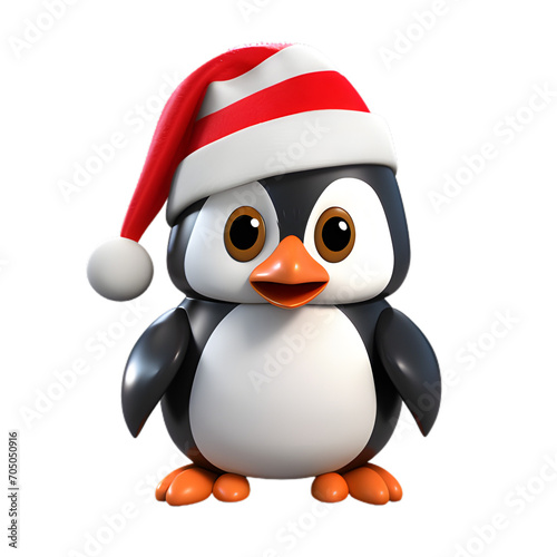3d christmas baby penguin illustration on transparent background © Lastyear