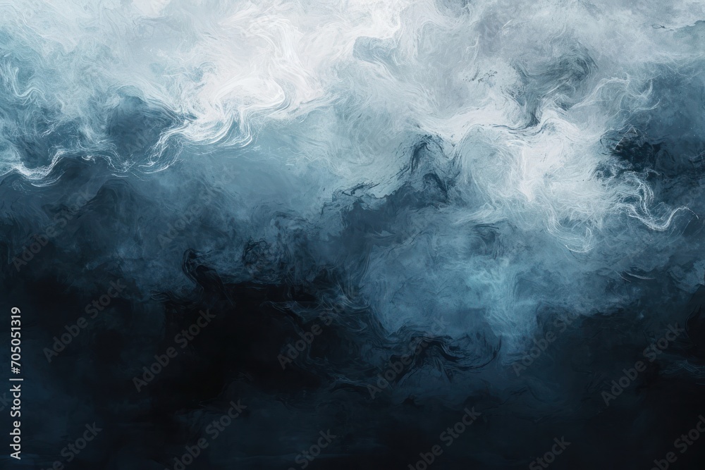 huge black background with a sky blue sky of fluid brushstrokes - obrazy, fototapety, plakaty 