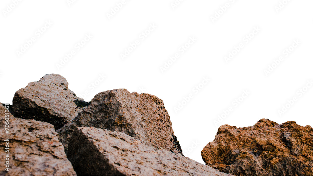 Sea stones on the beach on transparent background. Underwater rock. Mediterranean sea. Sea stones on the beach on transparent background. Underwater rock. Mediterranean sea.