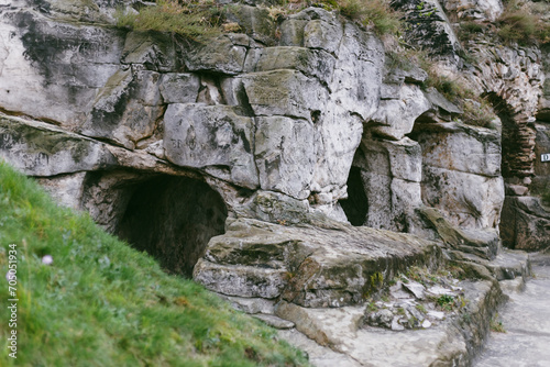 Stone caves in a mountain