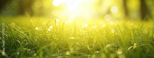 Golden sunlight filtering through green grass, ideal for themes of growth, nature, and fresh beginnings.
