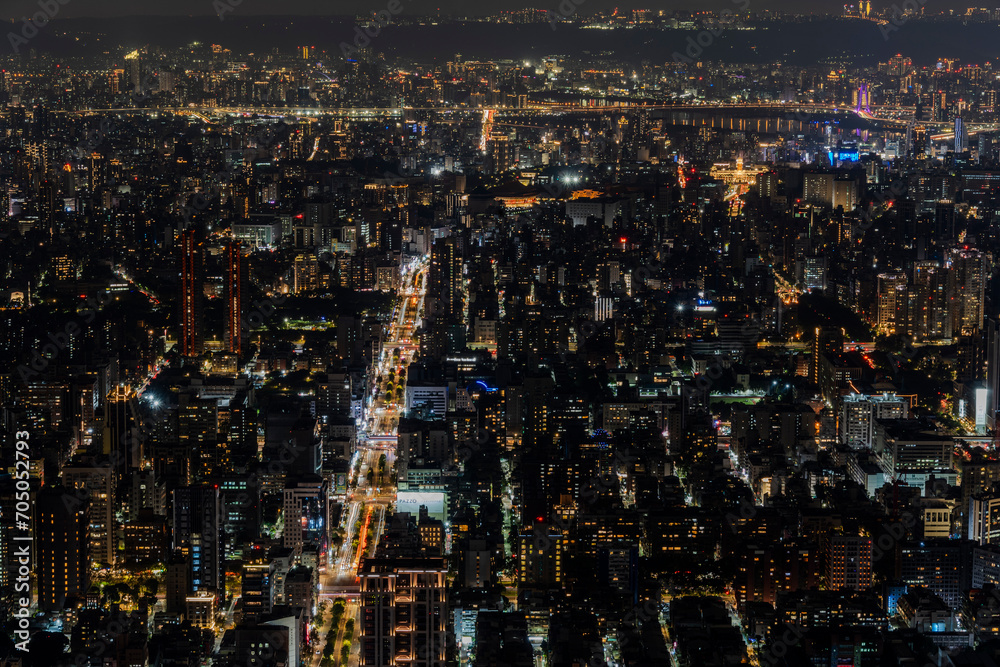 Obraz premium Night view of Taipei city.