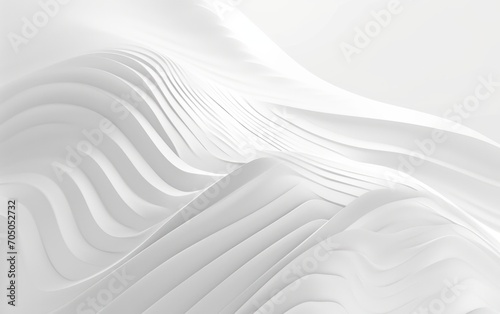 Abstract white paper waves with soft shadows creating a serene, minimalist design. photo